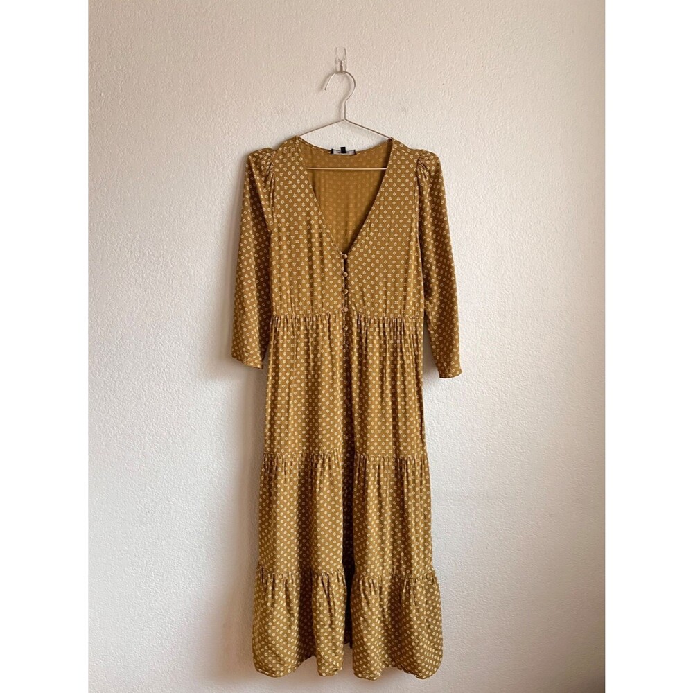 Madewell V-Neck Tiered Button-Front Midi Dress in Daisies Forever Size US 4